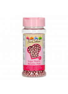 Perles en sucre rose métallisé pour décoration