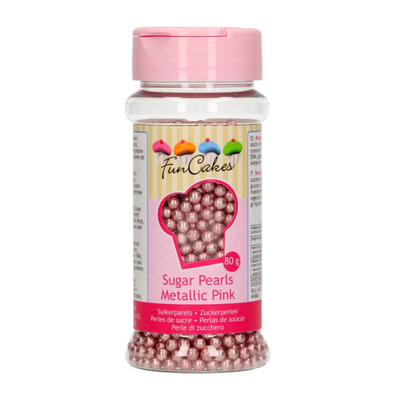 Perles en sucre rose métallisé pour décoration